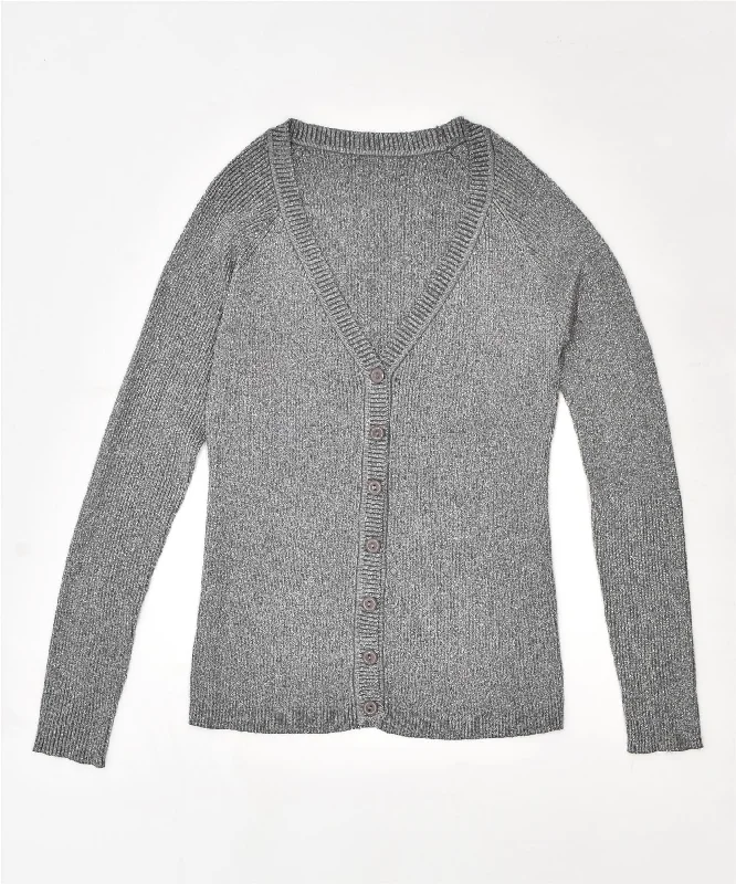 VINTAGE Womens Cardigan Sweater UK 8 Small Grey Acrylic Fleece Cardigan Nylon Polyester VINTAGE Womens Cardigan Sweater UK 8 Small Grey Acrylic Fleece Cardigan Nylon Polyester