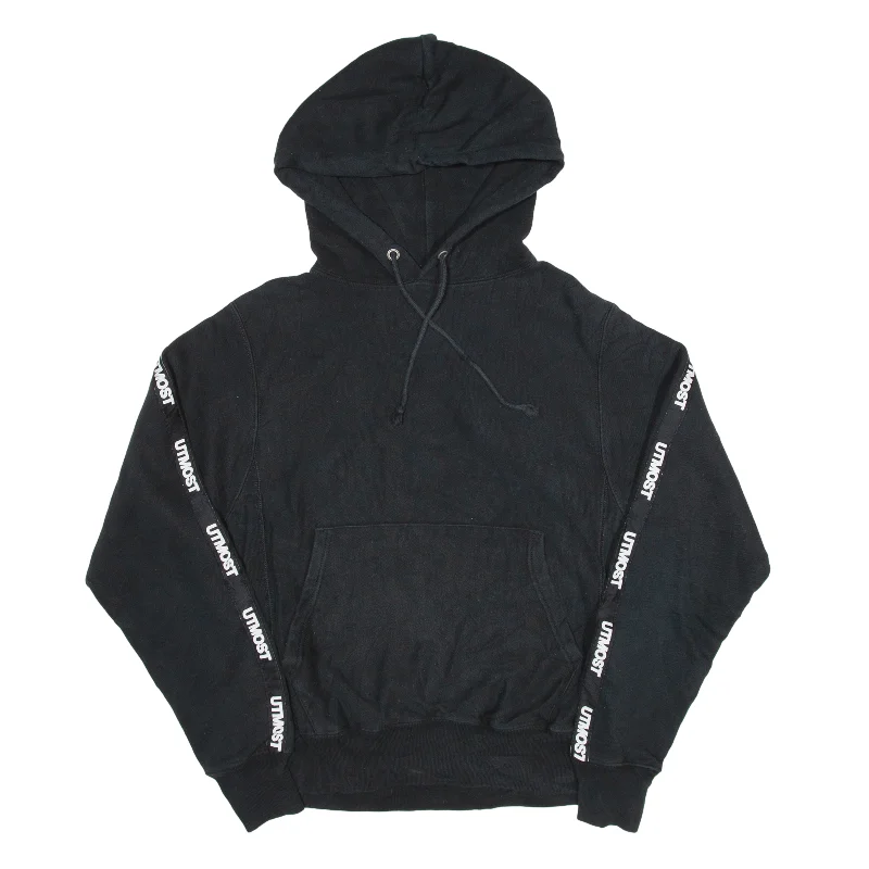 CHAMPION Utmost Reverse Weave Hoodie Black Pullover Womens S Plunging Neck Pullover