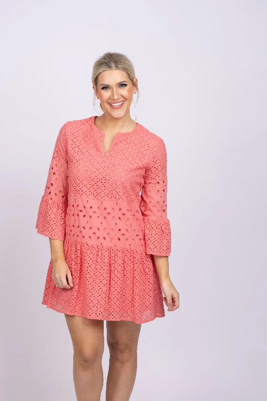 Tyler Boe Isla Eyelet Skimmer Dress in Tea Rose