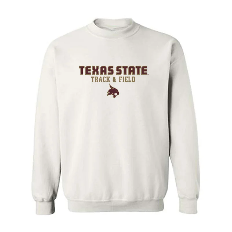 Texas State - NCAA Women's Track & Field : Melanie Duron - Classic Shersey Crewneck Sweatshirt Hoodie with Thumb Holes Functional Cozy