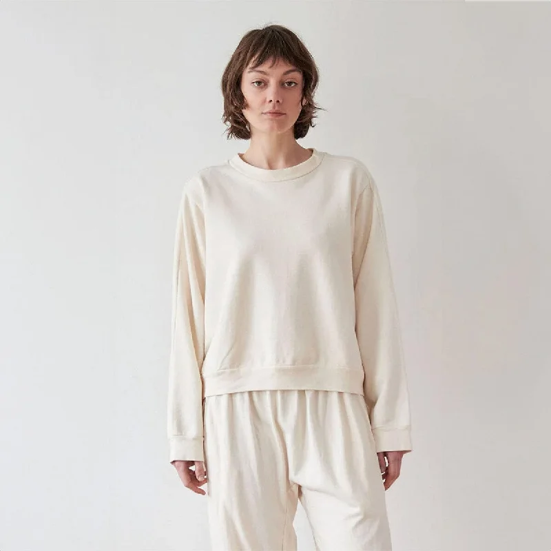 Easy Summer Sweatshirt - Natural Hoodie with Hem Applique Textured Unique