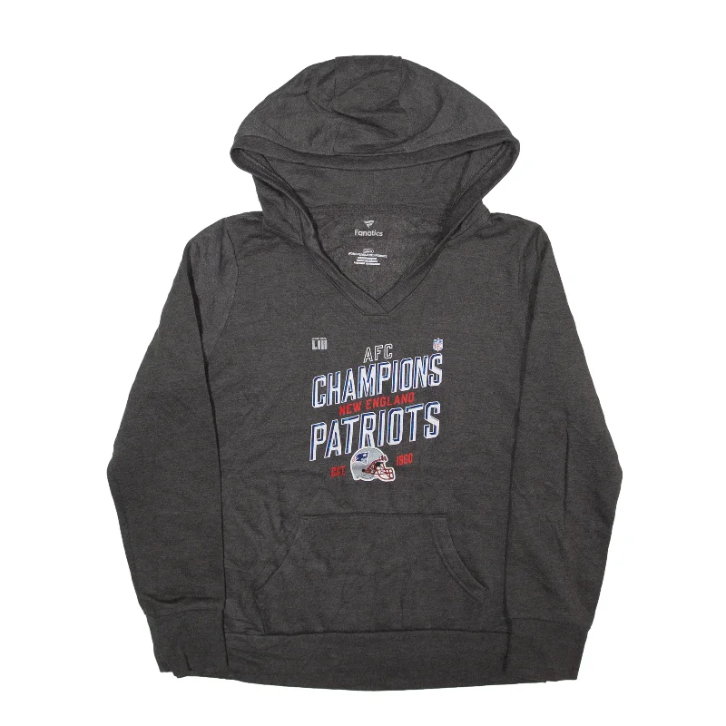 FANATICS New England Patriots USA Hoodie Grey Pullover Womens L Fleece Warm Pullover FANATICS New England Patriots USA Hoodie Grey Pullover Womens L Fleece Warm Pullover