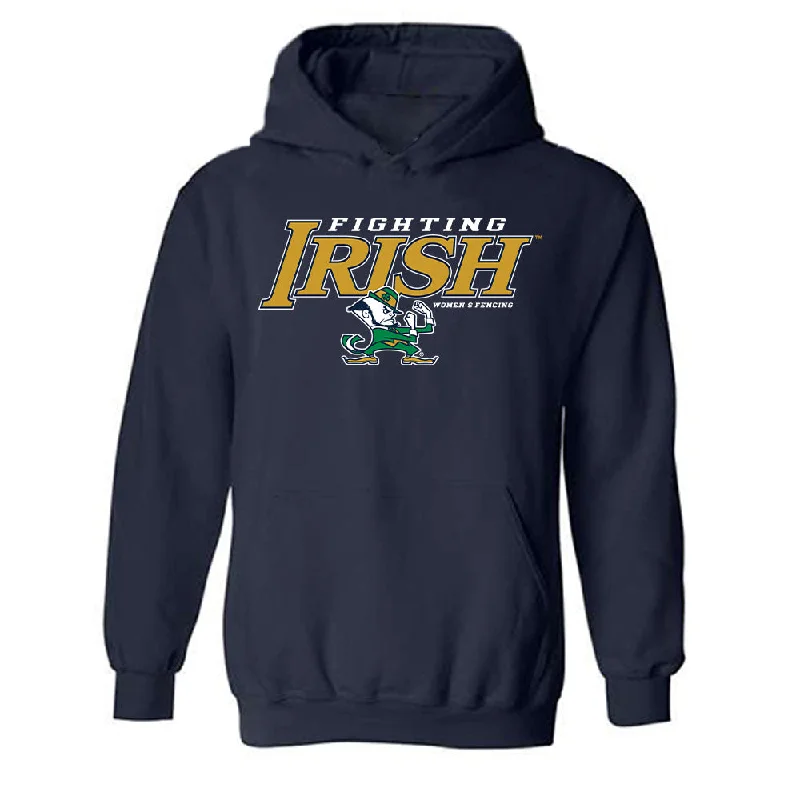Notre Dame - NCAA Women's Fencing : Atara Greenbaum - Classic Shersey Hooded Sweatshirt Hoodie with Hem Contrast Bold Stylish Notre Dame - NCAA Women's Fencing : Atara Greenbaum - Classic Shersey Hooded Sweatshirt Hoodie with Hem Contrast Bold Stylish
