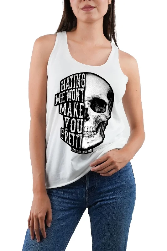 Hating Me White Racerback Tank relaxed fit tank