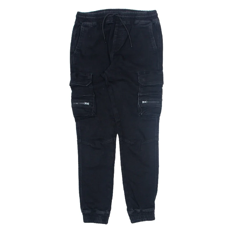 FSBN Cargo Jogger Trousers Black Relaxed Tapered Womens W28 L28 Trousers Cargo Utility FSBN Cargo Jogger Trousers Black Relaxed Tapered Womens W28 L28 Trousers Cargo Utility