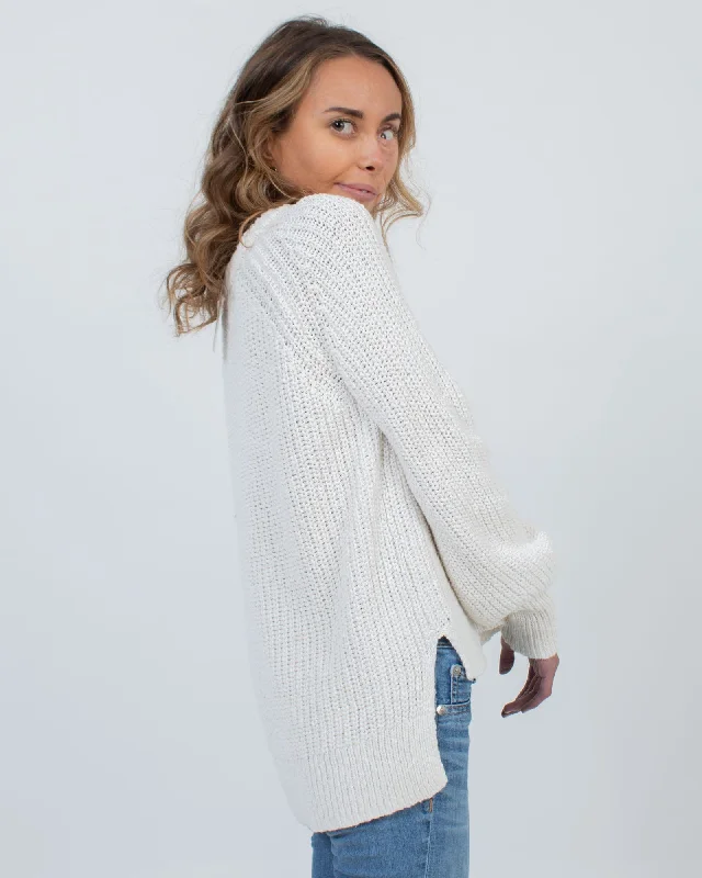 Open Knit Pullover Sweater Wrist Length Sleeve
