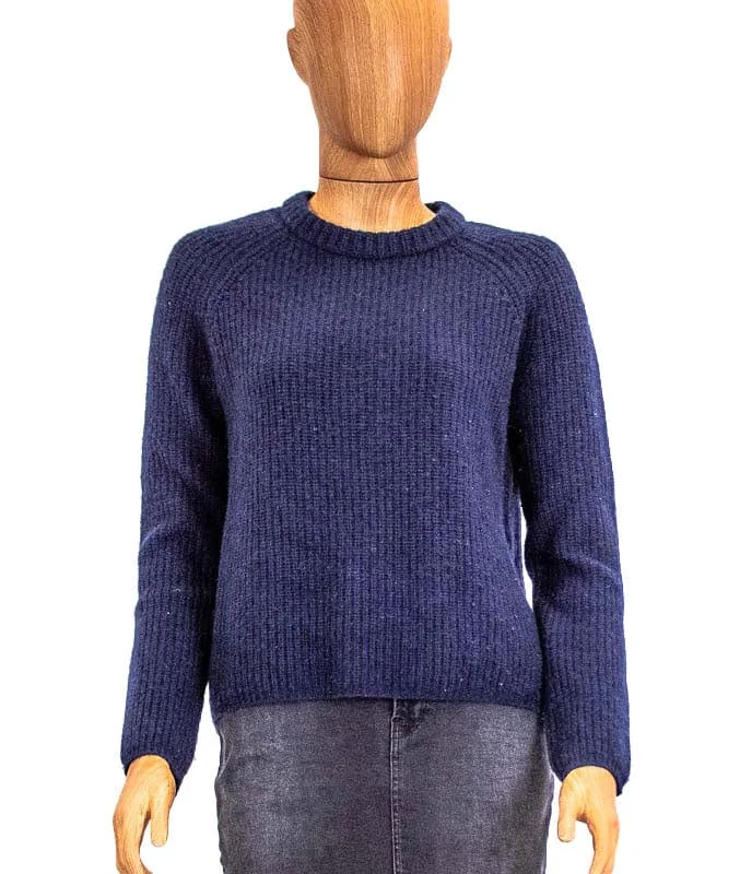 Navy Cashmere Pullover Sweater Crew Neck Wool