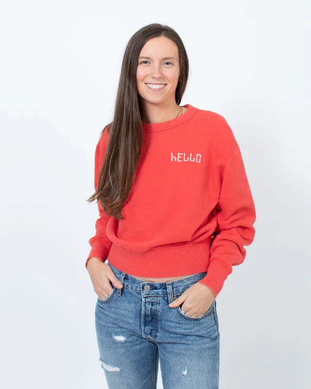 Crewneck Pullover Sweatshirt Elbow Length Sleeve