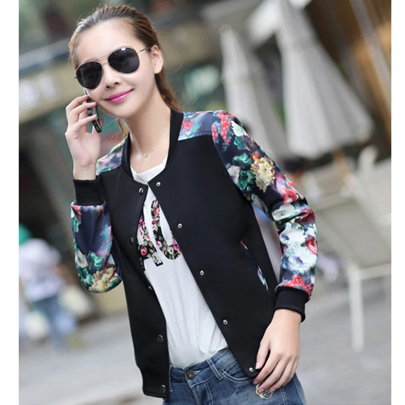 Women jackets winter outerwear female plus size clothing short design thin outerwear baseball uniform female slim jacket Knit Fabric Woven Fabric Fleece Fabric