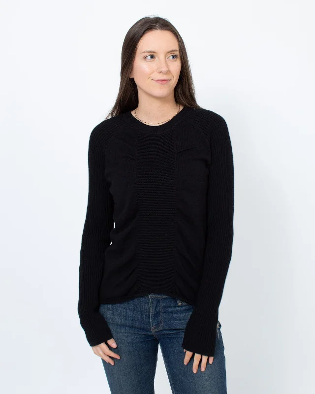 Ribbed Pullover Sweater Saggy Sleeve Comfort