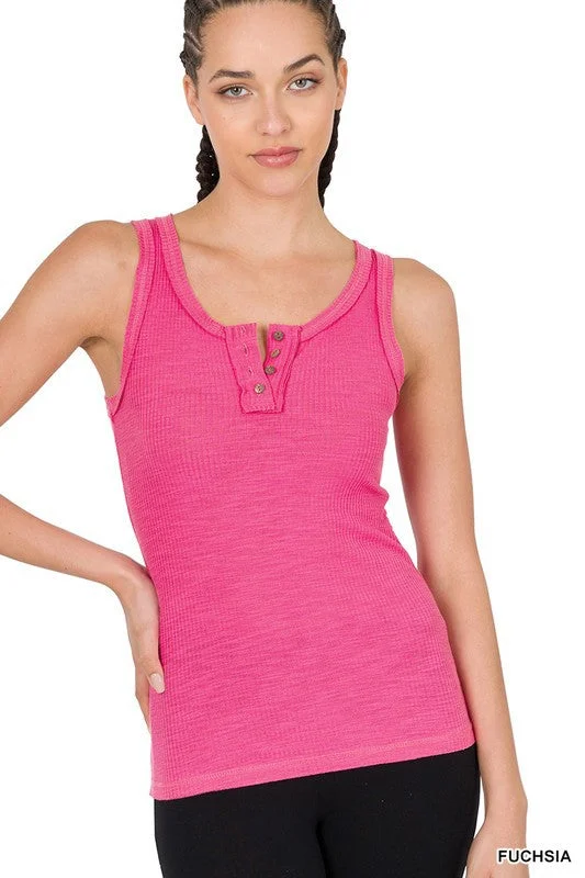 Fiesta Ribbed Tank Fuchsia cozy tank top