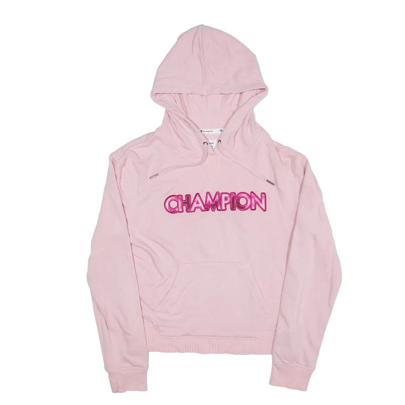CHAMPION Hoodie Pink Pullover Womens S Faux Fur Trim