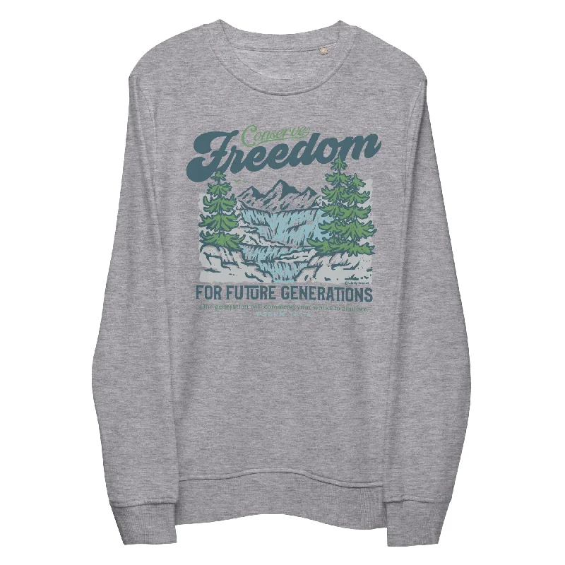 Conserve Freedom for Future Generations Organic Crewneck Sweatshirt Hoodie with Turtle Neck Cozy Winter