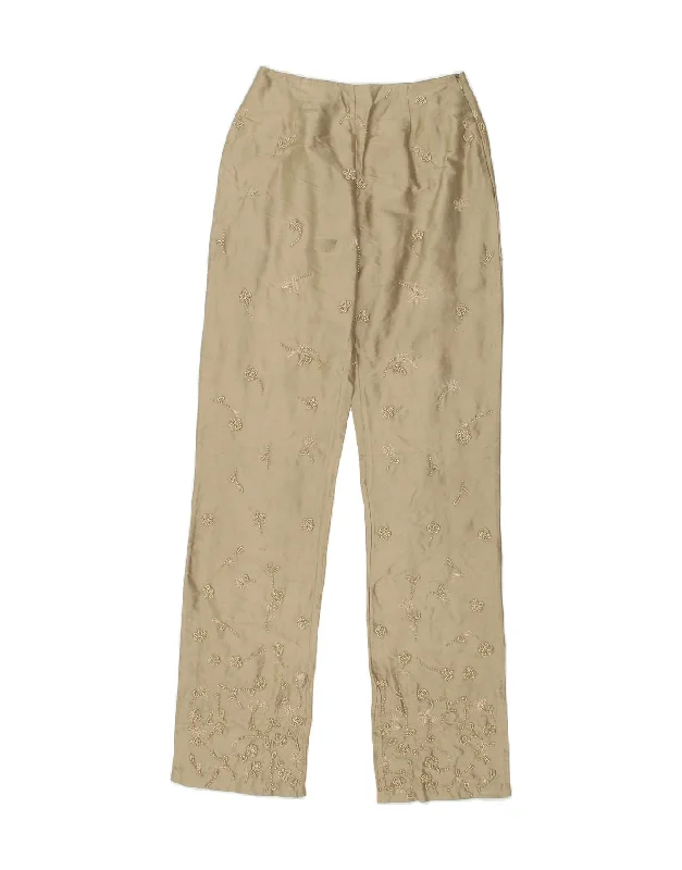 BLUNAUTA Womens Straight Casual Trousers IT 38 XS W24 L33 Beige Floral Trousers Denim Distressed BLUNAUTA Womens Straight Casual Trousers IT 38 XS W24 L33 Beige Floral Trousers Denim Distressed