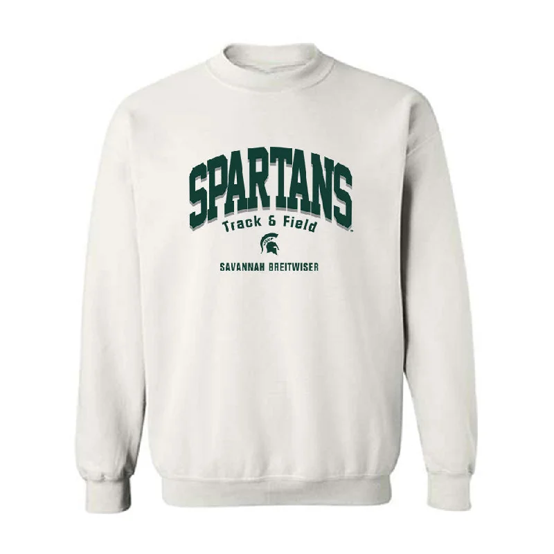 Michigan State - NCAA Women's Track & Field : Savannah Breitwiser - Classic Fashion Shersey Crewneck Sweatshirt Hoodie with Tied Waist Feminine Flattering