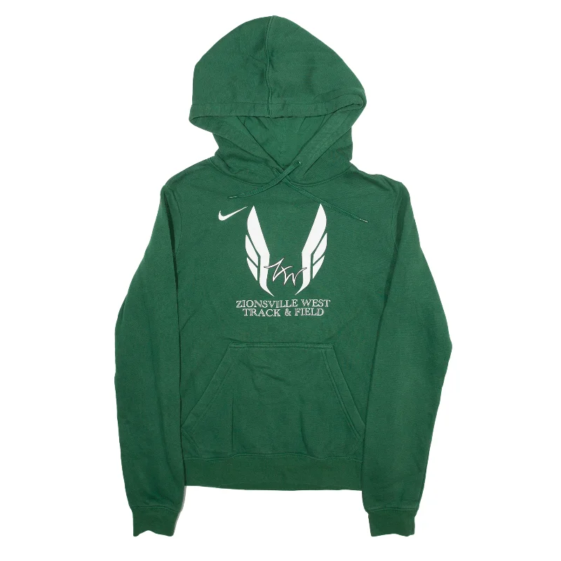 NIKE Zionsville West Track & Field USA Hoodie Green Pullover Womens S Shirred Sleeve Feminine