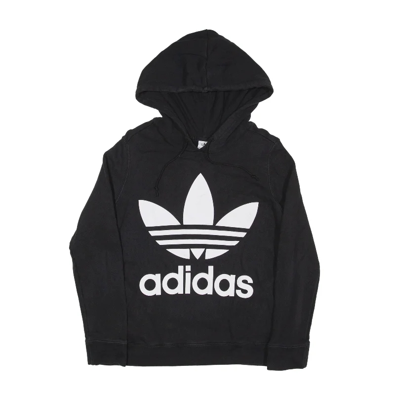 ADIDAS Hoodie Black Pullover Womens UK 14 Thin Wool Pullover