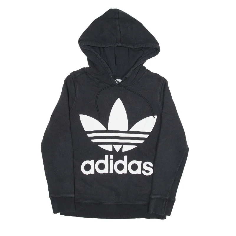 ADIDAS Hoodie Black Pullover Womens UK 6 Peter Pan Collar