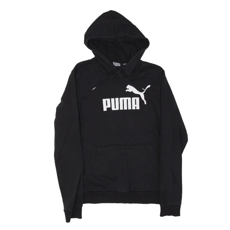 PUMA Hoodie Black Pullover Womens UK 12 High Neck Pullover