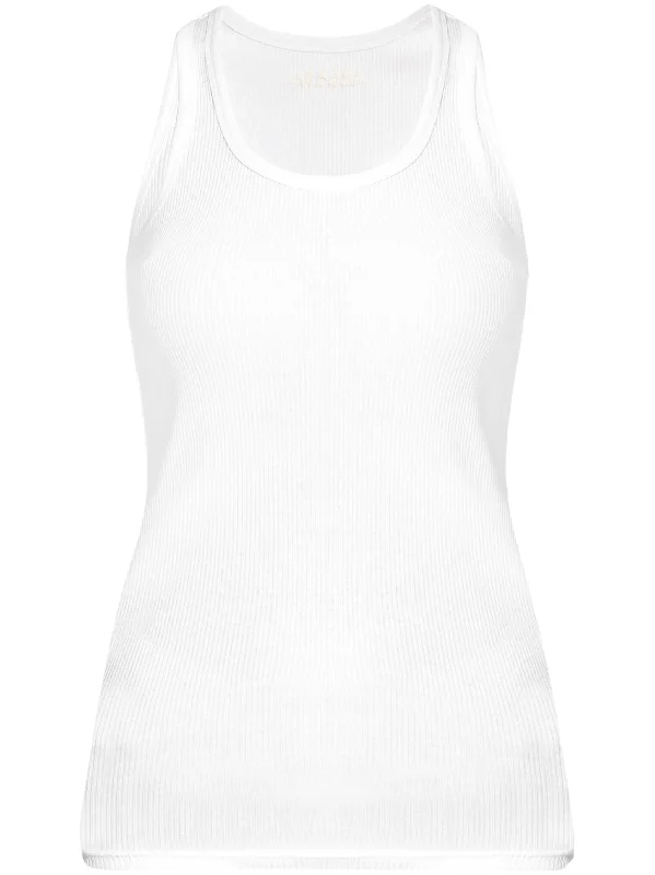 logo-embroidered tank top ivory tank top