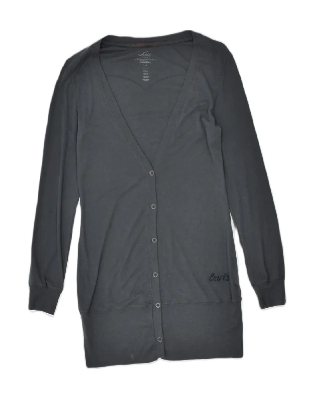 LEVI'S Womens Longline Cardigan Sweater UK 10 Small Grey Cotton Polka Dot Checkered Tartan LEVI'S Womens Longline Cardigan Sweater UK 10 Small Grey Cotton Polka Dot Checkered Tartan