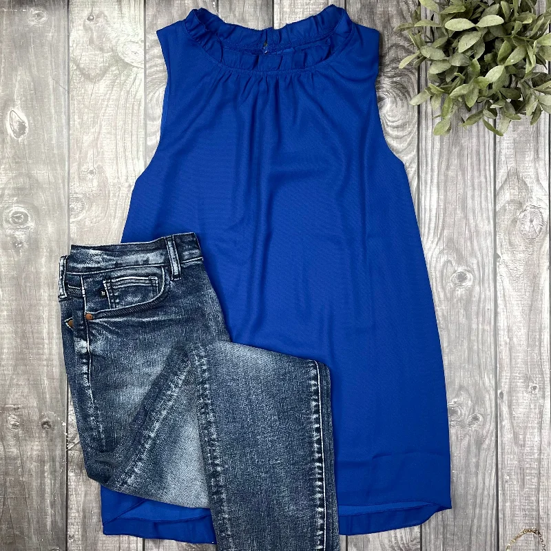 SIZE L: LOVE LETTER RUFFLE TANK - BLUE strapless tank top