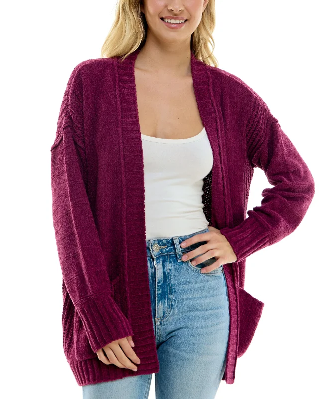 Juniors' Chenille Open-Front Patch-Pocket Cardigan Lace Blend Ribbed Blend Corduroy Blend Juniors' Chenille Open-Front Patch-Pocket Cardigan Lace Blend Ribbed Blend Corduroy Blend