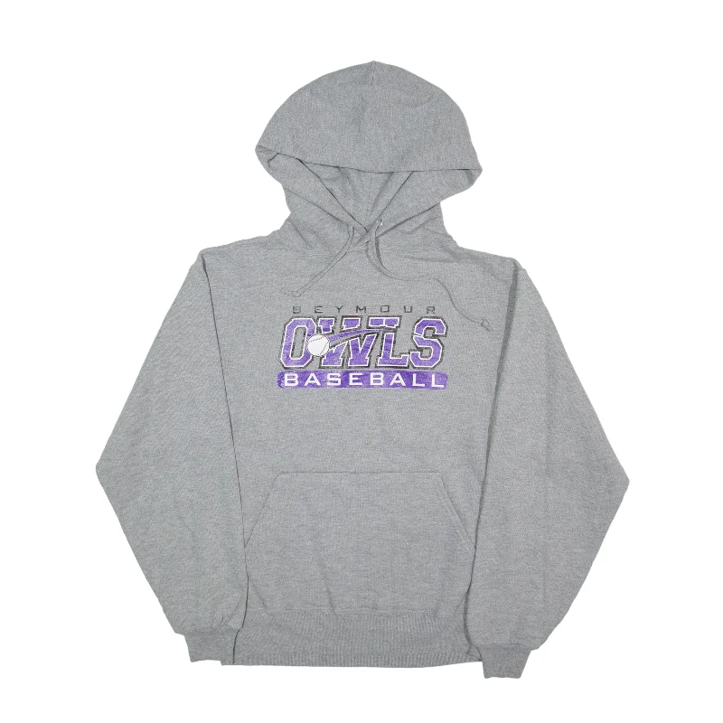 JERZEES Seymour Owls Baseball USA Hoodie Grey Pullover Womens S Oversized Cozy Pullover