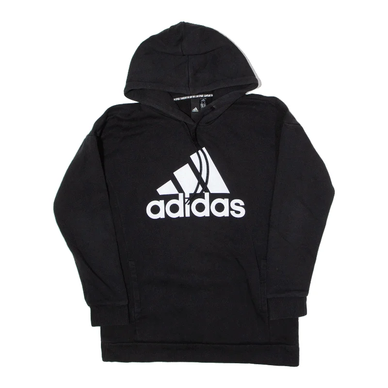 ADIDAS Relaxed Fit Hoodie Black Pullover Womens XS Button Front Sweater