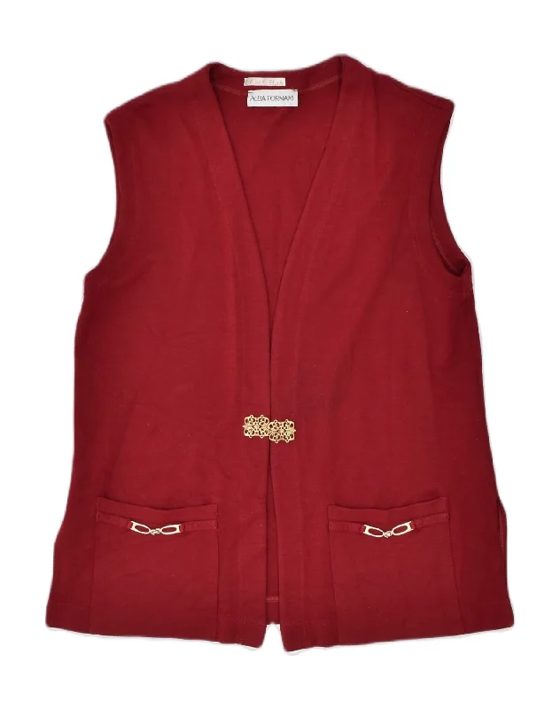 ALBA FORNARI Womens Sleeveless Cardigan Sweater UK 16 Large Burgundy Spandex Blend Rayon Blend Denim Blend ALBA FORNARI Womens Sleeveless Cardigan Sweater UK 16 Large Burgundy Spandex Blend Rayon Blend Denim Blend