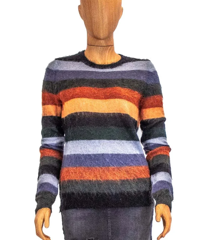 Striped Pullover Sweater High Neck Pullover