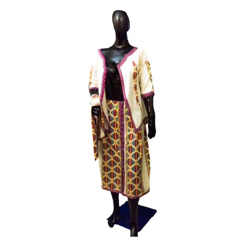 Skirt & Jacket African set Satin Fabric Silk Fabric Chiffon Fabric