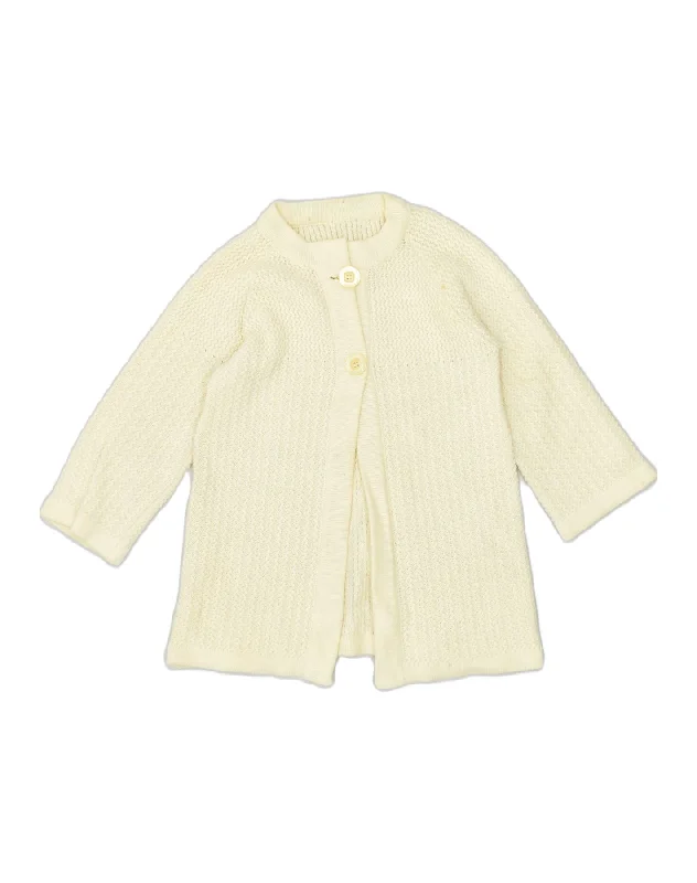 VINTAGE Womens Cardigan Sweater UK 18 XL Off White Thin Thick Dense