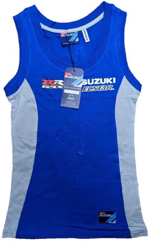 VEST Suzuki Ecstar Team Bike MotoGP BSB Womens Tank Top M9V NEW! Ladies Blue S black tank top