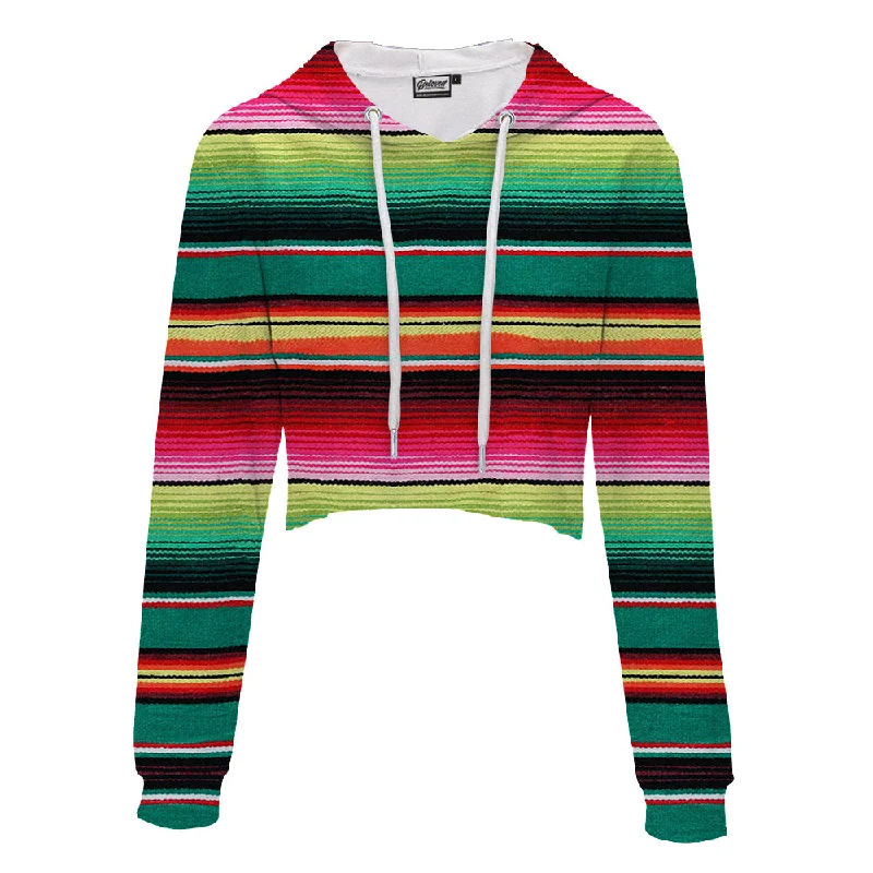 Serape Crop Hoodie Hoodie with Exposed Zipper Edgy Industrial