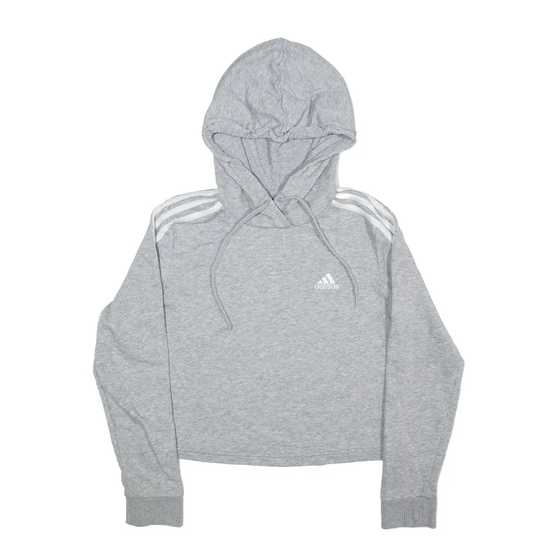 ADIDAS Crop Hoodie Grey Pullover Womens XS High Neck Pullover