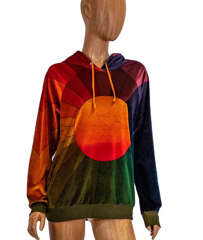 "Galaxy Rainbow Sunburst Velvet Pullover Hoodie" Sweatshirt Boyleg Sleeve Pullover