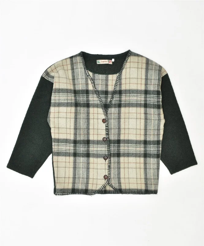 SIXPENCE Womens Cardigan Sweater UK 18 XL Green Check Vintage Mesh Cardigan Canvas Denim SIXPENCE Womens Cardigan Sweater UK 18 XL Green Check Vintage Mesh Cardigan Canvas Denim