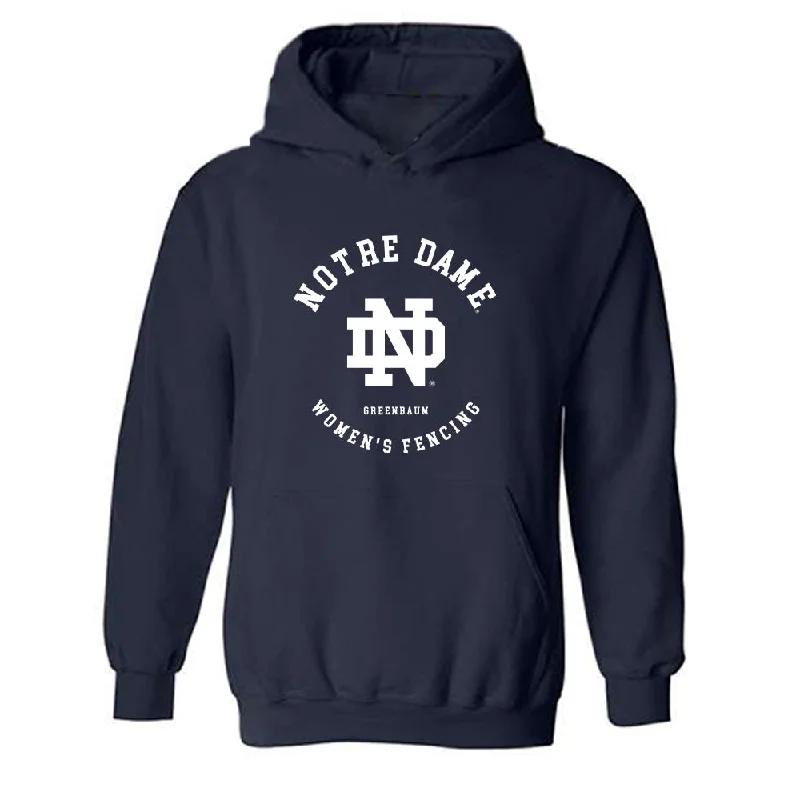 Notre Dame - NCAA Women's Fencing : Atara Greenbaum - Classic Fashion Shersey Hooded Sweatshirt Hoodie with Hem Fringe Bohemian Relaxed Notre Dame - NCAA Women's Fencing : Atara Greenbaum - Classic Fashion Shersey Hooded Sweatshirt Hoodie with Hem Fringe Bohemian Relaxed