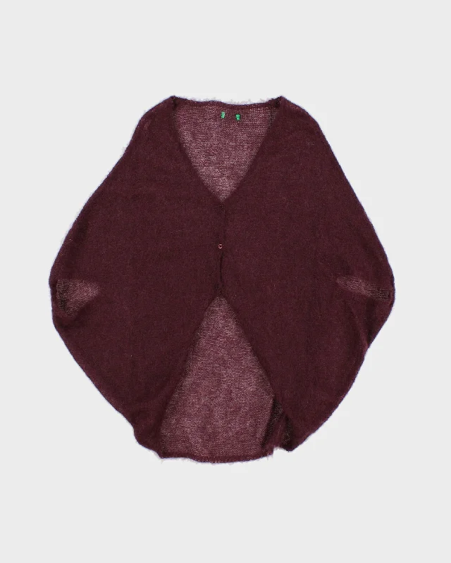 Womens Purple Transparent Cape Crochet Cardigan - M Fleece Fabric Down Fabric Feather Fabric Womens Purple Transparent Cape Crochet Cardigan - M Fleece Fabric Down Fabric Feather Fabric