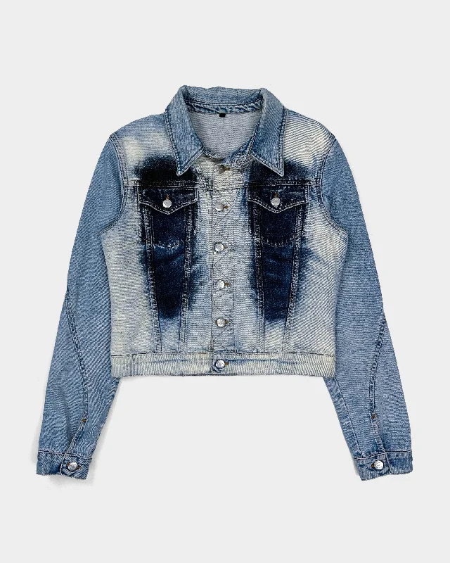 Roberto Cavalli Faded Denim Trucker Jacket 1990's Welt Pockets Slit Pockets Flap Pockets