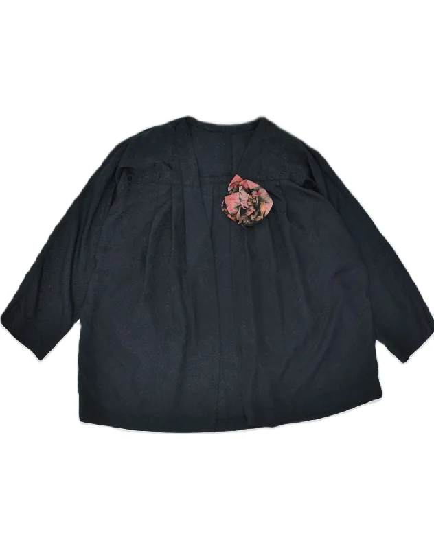 VINTAGE Womens 3/4 Sleeve Cardigan Top UK 24 3XL Black Floral Cardigan Knitwear Sweater VINTAGE Womens 3/4 Sleeve Cardigan Top UK 24 3XL Black Floral Cardigan Knitwear Sweater