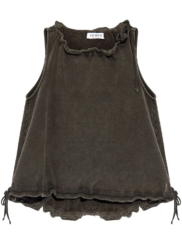 drawstring cotton tank top layering tank top