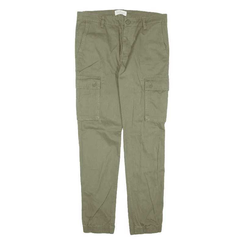 PIER ONE Cargo Trousers Green Slim Skinny Womens W31 L30 Trousers Striped Patterned