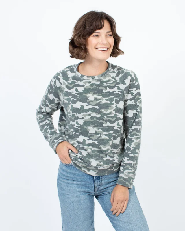 Camo Pullover Sweatshirt Cowl Neck Pullover