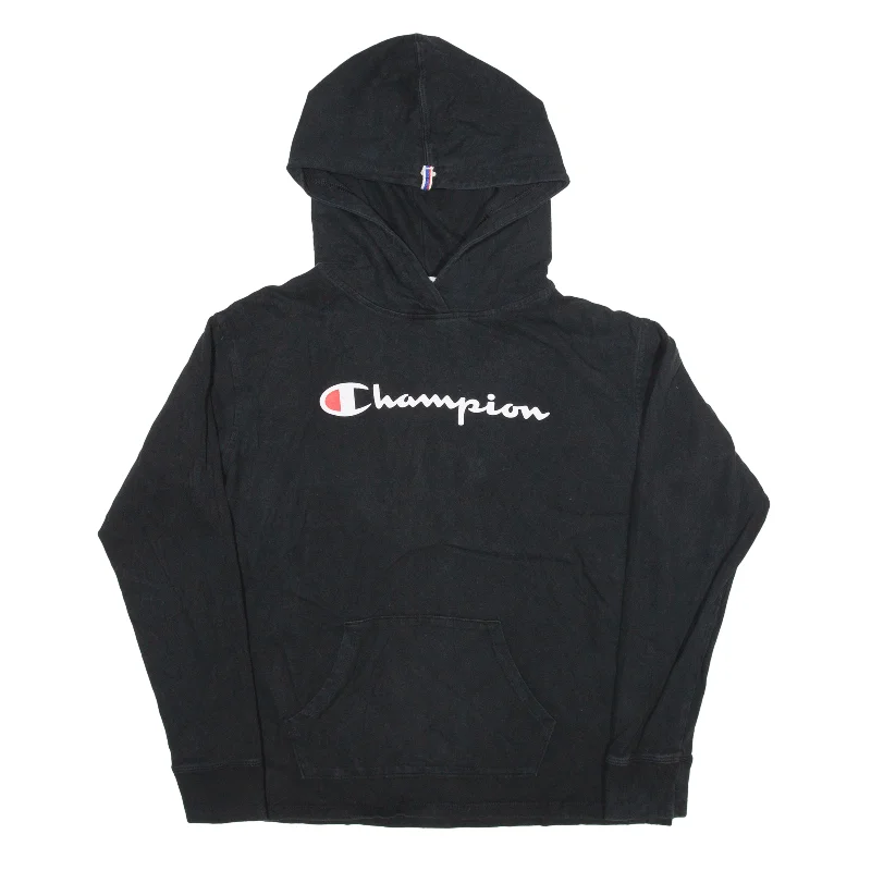CHAMPION Hoodie Black Pullover Womens S Textured Knit Design