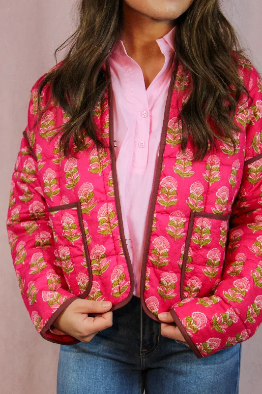 Love Bird Quilted Flower Jacket Elasticated Jacket Padded Jacket Insulated Jacket