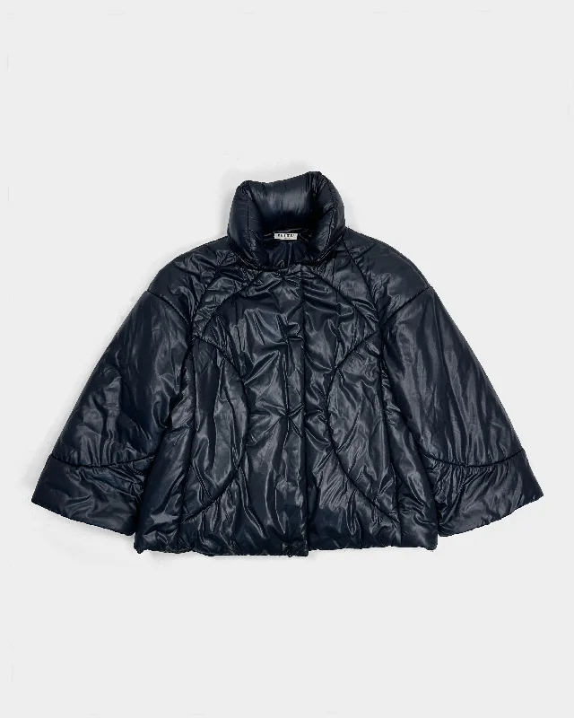 Miu Miu Charcoal Geometric Puffer Jacket 2000's Satin Fabric Silk Fabric Chiffon Fabric