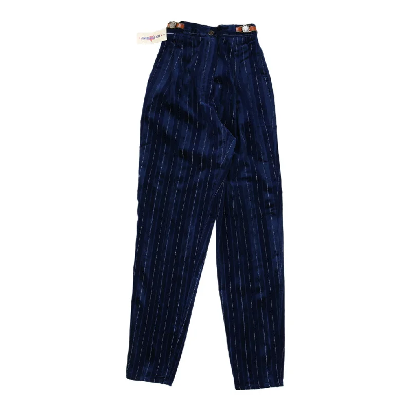 Les Copains Pinstripe Cord Trousers - 24W UK 6 Blue Cotton Trousers Favorite Customer Les Copains Pinstripe Cord Trousers - 24W UK 6 Blue Cotton Trousers Favorite Customer