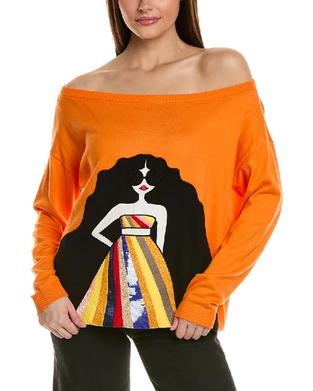 Alice + Olivia Winona Staceface Pullover Jewel Neck Pullover